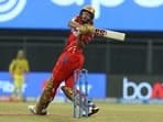Shahrukh Khan of PBKS in action against CSK on Friday.
