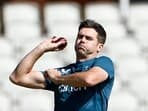England's James Anderson during practice