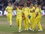 Australia cricketers celebrate