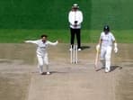 India's Kuldeep Yadav celebrates the wicket of England's Jonny Bairstow
