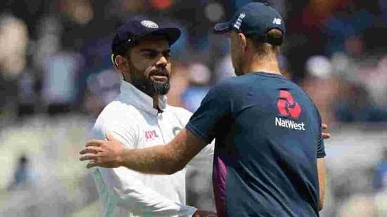 Indian captain Virat Kohli shaking hands with his English counterpart Joe Root after the hosts win the 2nd Test by 317 runs in Chennai on Tuesday