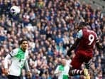 West Ham United vs Liverpool: Michail Antonio scores Wes Ham's second goal.